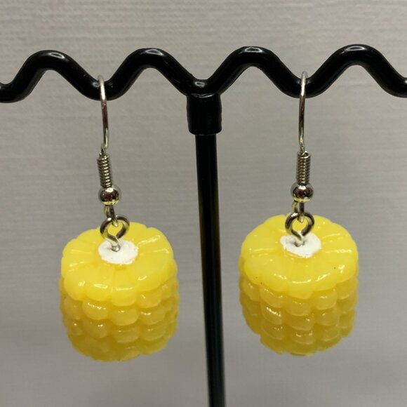 Corn Earringn, Picnic Earring, Gift Idea, Funny Food Earring, Silly Earring, Cor - Picture 3 of 5